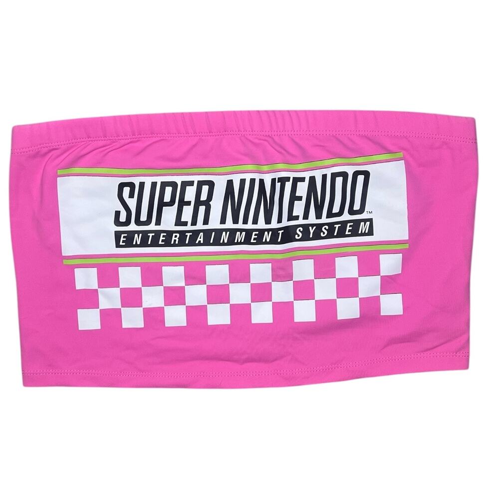Super Nintendo Entertainment System Tube Top Crop, Pink Graphic, Y2K Gamer Style